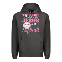 Charcoal Heather This Girl Jesus And Softball Premium Hoodie - Bettercallsaul