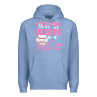 Colony Blue This Girl Jesus And Softball Premium Hoodie - Bettercallsaul