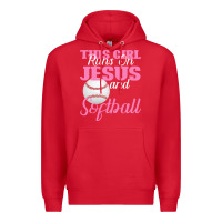 Red This Girl Jesus And Softball Premium Hoodie - Bettercallsaul