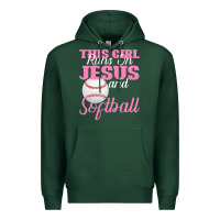 Sports Green This Girl Jesus And Softball Premium Hoodie - Bettercallsaul