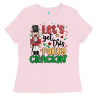 Bubblegum Pink lets get this party crackin Ladies Tee - MaliasSmallBusiness