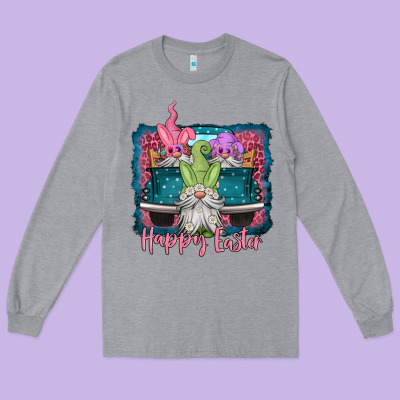 Happy Easter Gnomes Farm Truck Long Sleeve Tee Designed By Jasminsmagicworld