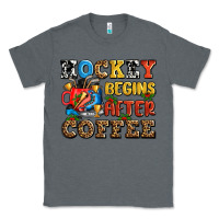 Charcoal Heather hockey begins after coffee ado Classic Tee - AdoDesignShop