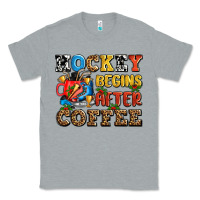 Heather Grey hockey begins after coffee ado Classic Tee - AdoDesignShop