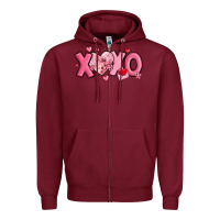 Burgundy xoxo disco heart valentine's day Zipper Hoodie - MaliasSmallBusiness