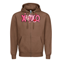 Xoxo Disco Heart Valentine's Day Zipper Hoodie | Teevron