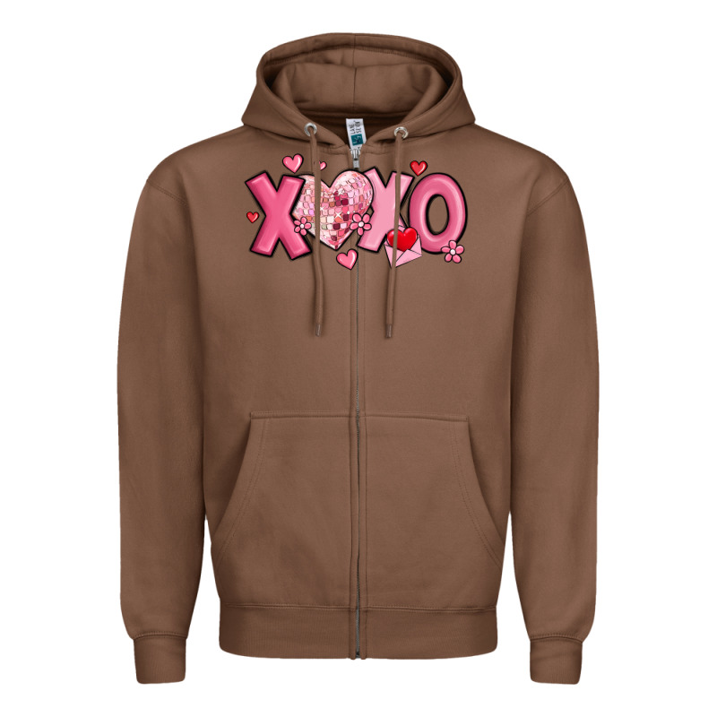 Xoxo Disco Heart Valentine's Day Zipper Hoodie by MaliasSmallBusiness | Teevron