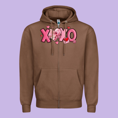 Xoxo Disco Heart Valentine's Day Zipper Hoodie Designed By Maliassmallbusiness