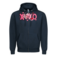 Navy xoxo disco heart valentine's day Zipper Hoodie - MaliasSmallBusiness