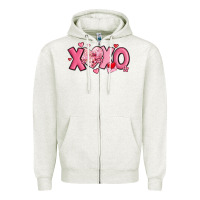 Oatmeal Heather xoxo disco heart valentine's day Zipper Hoodie - MaliasSmallBusiness