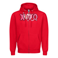Red xoxo disco heart valentine's day Zipper Hoodie - MaliasSmallBusiness