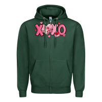 Sports Green xoxo disco heart valentine's day Zipper Hoodie - MaliasSmallBusiness