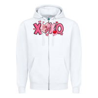 White xoxo disco heart valentine's day Zipper Hoodie - MaliasSmallBusiness
