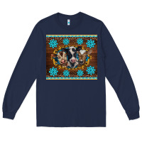 Navy western baby cow turquoise gemstones  leopards Long Sleeve Tee - BarkalooDesign