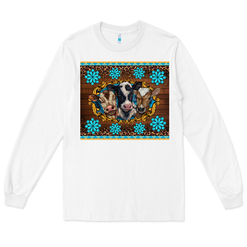 Western Baby Cow Turquoise Gemstones  Leopards Long Sleeve Tee by BarkalooDesign | Teevron
