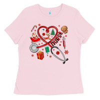 Bubblegum Pink christmas nurse Ladies Tee - MaliasSmallBusiness