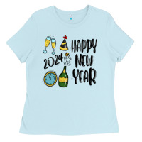 Baby Blue happy new year 2024 Ladies Tee - MaliasSmallBusiness