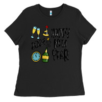 Black happy new year 2024 Ladies Tee - MaliasSmallBusiness