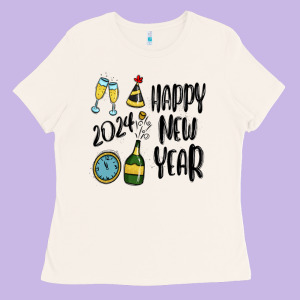 Happy New Year 2024 Ladies Tee Designed By Maliassmallbusiness