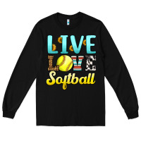 Black live love softball Long Sleeve Tee - LillyAllenDesigns