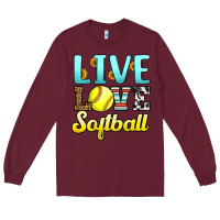 Burgundy live love softball Long Sleeve Tee - LillyAllenDesigns