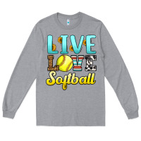 Heather Grey live love softball Long Sleeve Tee - LillyAllenDesigns