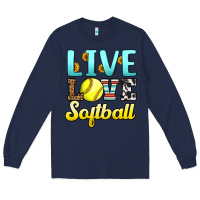 Navy live love softball Long Sleeve Tee - LillyAllenDesigns