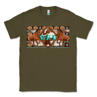 Army Green aztec horses and wild with cowhide license plate template Classic Tee - Artiststas