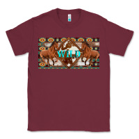 Burgundy aztec horses and wild with cowhide license plate template Classic Tee - Artiststas