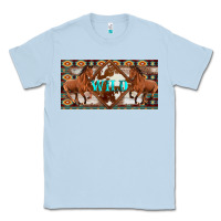 Dusty Blue aztec horses and wild with cowhide license plate template Classic Tee - Artiststas