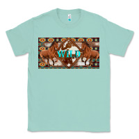 Seafoam aztec horses and wild with cowhide license plate template Classic Tee - Artiststas