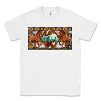 White aztec horses and wild with cowhide license plate template Classic Tee - Artiststas