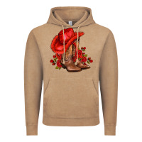 Vintage Coffee valentines day cowboy boots red  and roses Vintage Hoodie - AdoDesignShop