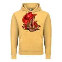 Vintage Mustard valentines day cowboy boots red  and roses Vintage Hoodie - AdoDesignShop