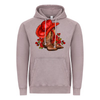 Vintage Zinc valentines day cowboy boots red  and roses Vintage Hoodie - AdoDesignShop
