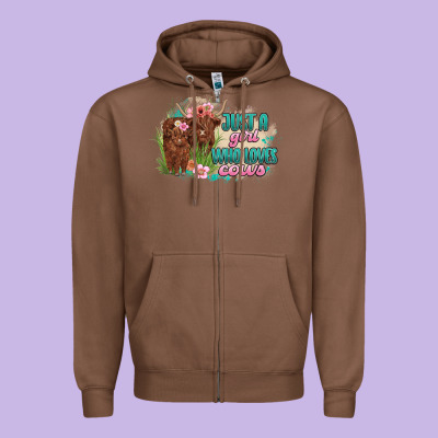 Just A Girl Who Loves Cows Zipper Hoodie Designed By Maliassmallbusiness