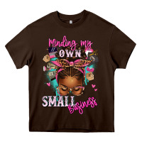 Chocolate Brown minding my own small business afro messy bun Heavy Core Tee - texasbilliewilder