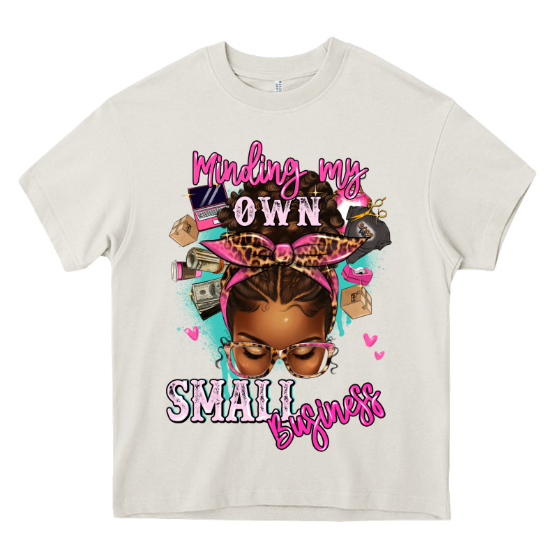 Minding My Own Small Business Afro Messy Bun Heavy Core Tee by texasbilliewilder | Teevron