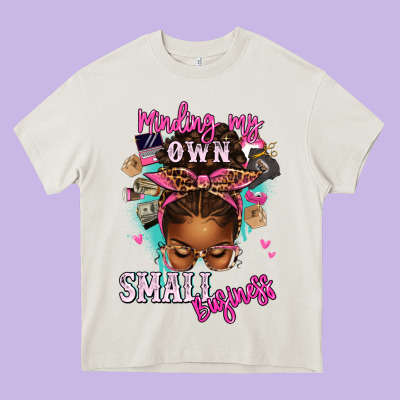 Minding My Own Small Business Afro Messy Bun Heavy Core Tee Designed By Texasbilliewilder