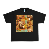 Black fall squirrel and plaid seamless Urban Heavy Tee - BundleAndBundleShop