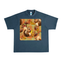 Midnight Navy fall squirrel and plaid seamless Urban Heavy Tee - BundleAndBundleShop