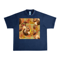 Navy fall squirrel and plaid seamless Urban Heavy Tee - BundleAndBundleShop