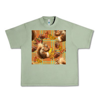 Oil Green fall squirrel and plaid seamless Urban Heavy Tee - BundleAndBundleShop