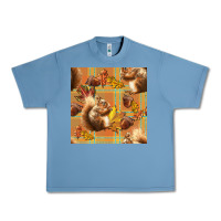 Pebble Blue fall squirrel and plaid seamless Urban Heavy Tee - BundleAndBundleShop