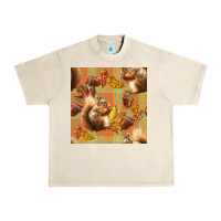 Sandshell fall squirrel and plaid seamless Urban Heavy Tee - BundleAndBundleShop