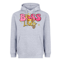 Heather Grey boss lady Heavyweight Hoodie - LillyAllenDesigns
