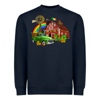 Navy barn st patricks with truck and shamrocks Heavyweight Sweatshirt - AdoDesignShop
