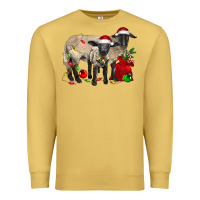 Antique Gold Christmas Suffolk Sheep And Baby Suffolk Sheep Premium Sweatshirt - LillyAllenDesigns