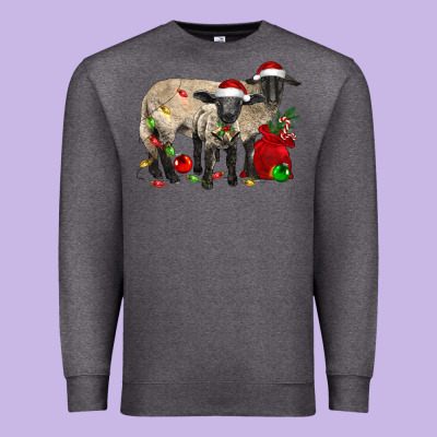 Christmas Suffolk Sheep And Baby Suffolk Sheep Premium Sweatshirt Designed By Lillyallendesigns