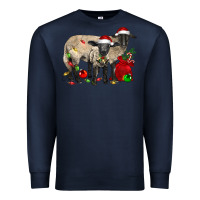 Navy Christmas Suffolk Sheep And Baby Suffolk Sheep Premium Sweatshirt - LillyAllenDesigns